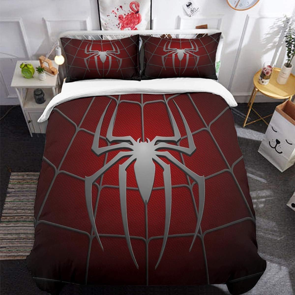 Red Duvet Cover Set King 3 Pieces Red Animal Pattern Comforter Cover Set with 2 Pillowcases for Kids Boys Microfiber Bedding Set King Size 90" x 103"(Not Comforter)