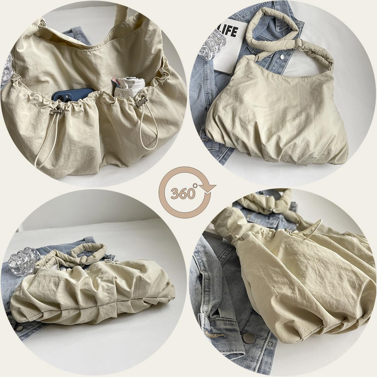 Nylon Crossbody Bags for Women,Hobo Bags for Women,Tote Purse Handbags Shoulder Bag Travel Messenger Bag