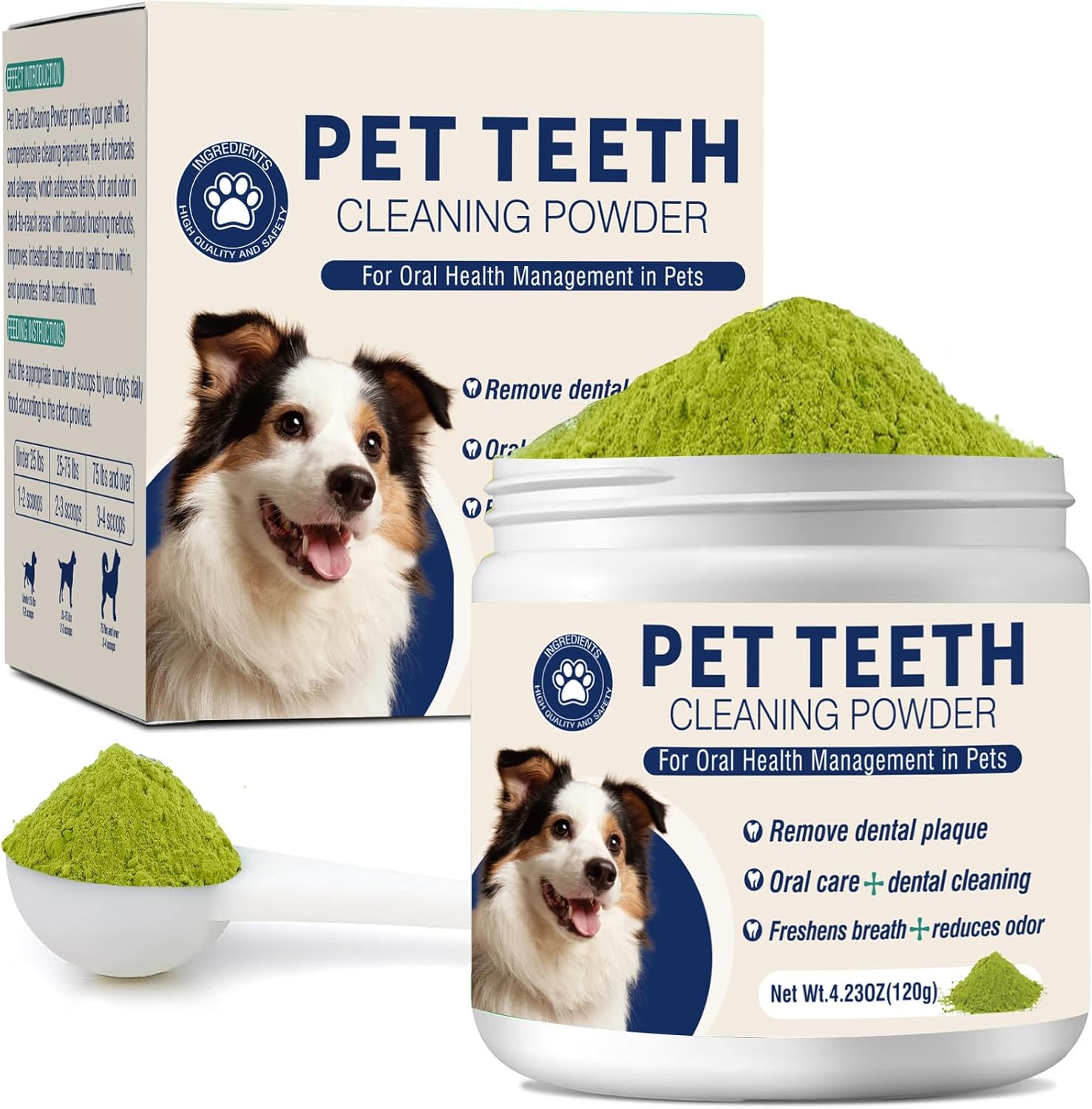 Dental Powder for Dogs Teeth Fresh Breath and Teeth Cleaning Contains Natural Ingredients
