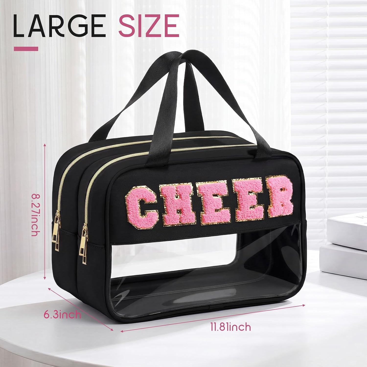 Pinkunn Black Cheer Makeup Bag Cheerleader Gifts for Team image 2