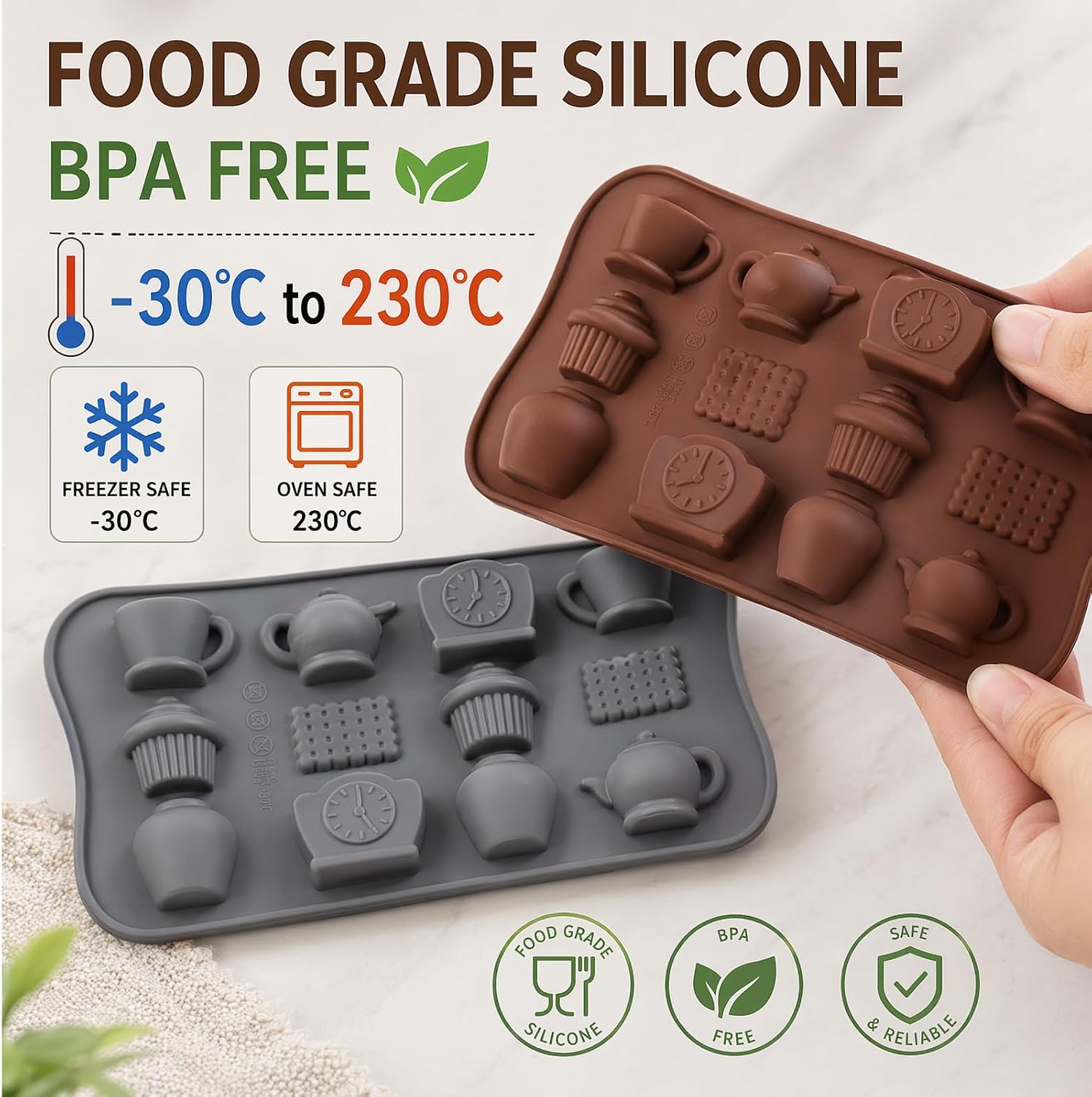 Craftdady 3 PCS Afternoon Tea Party Teapot Silicone Molds Tea Cup Mold for Cake Fondant Mold for Candy Chocolate DIY Crafts Epoxy Resin Casting Air Dry Polymer Clay Plaster Jewelry Making