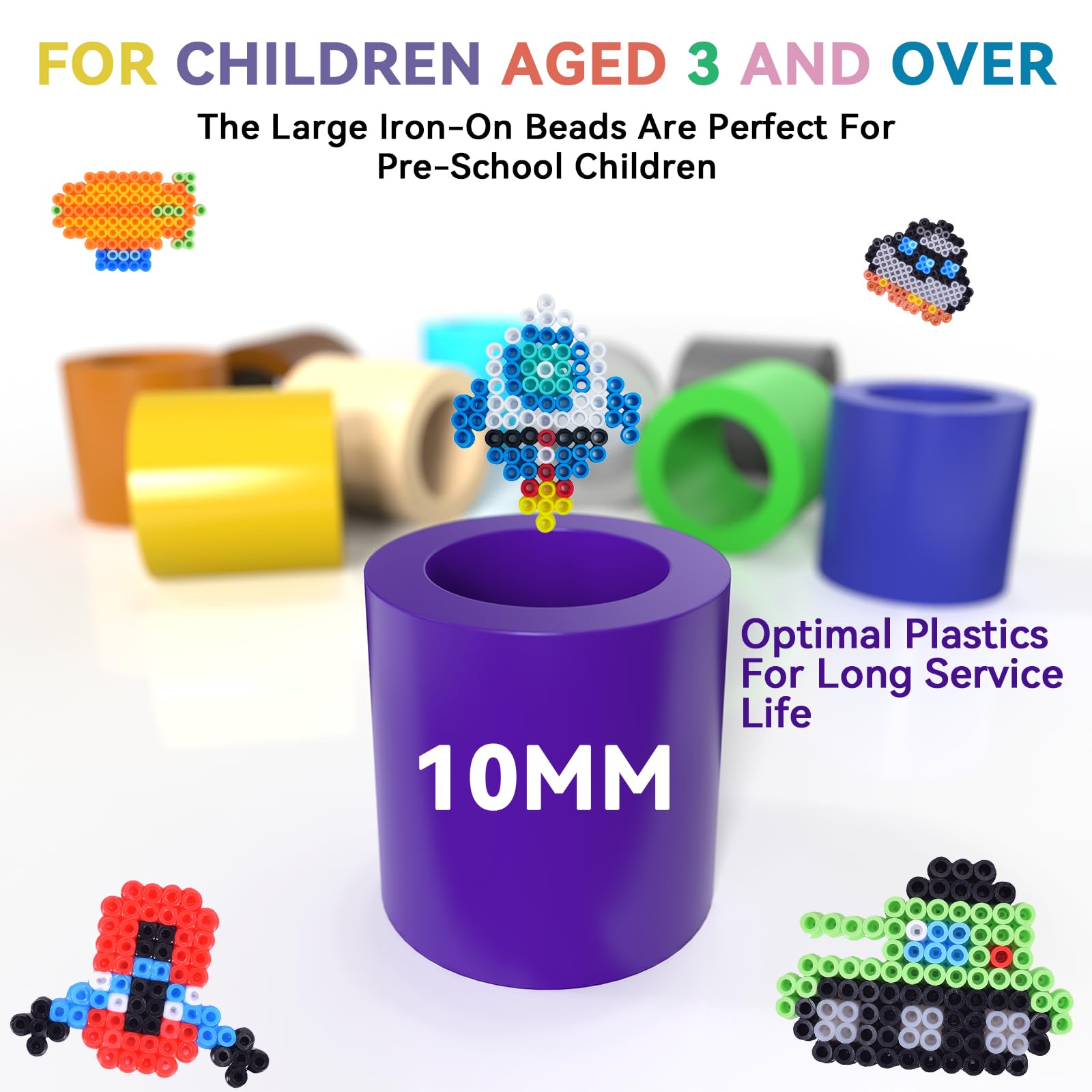 ALYLDSGS Large Ironing Beads 10 mm, 1500 Pieces XL Ironing Beads Set for Children from 3 Years - Image 4