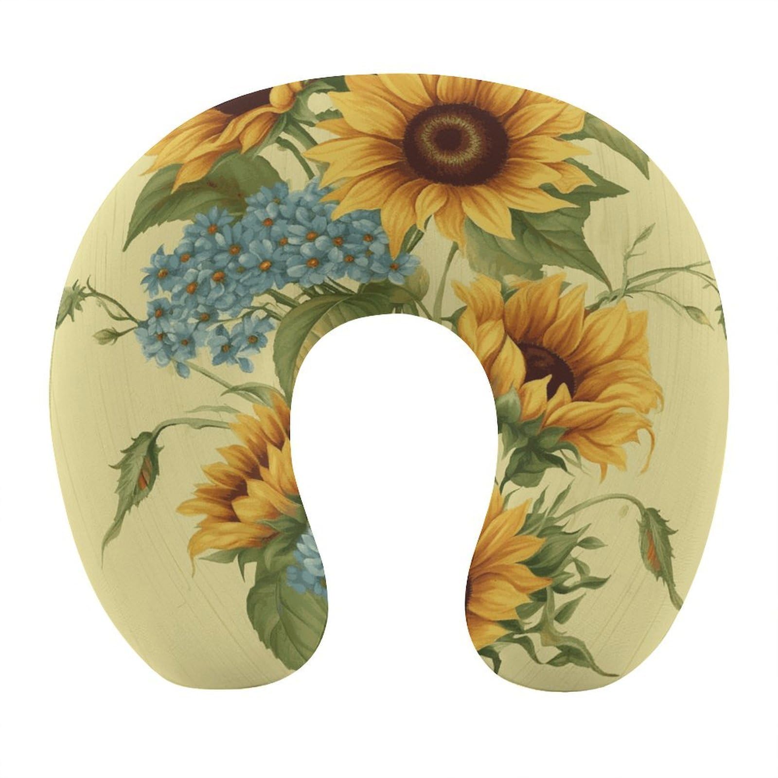 FekiLoot Sunflowers Travel Pillow,U Shaped Office Napping Pillow Support Neck and Head Comfortable Travel Neck Pillow U Shape Sleeping Essentials for Long Haul Flights