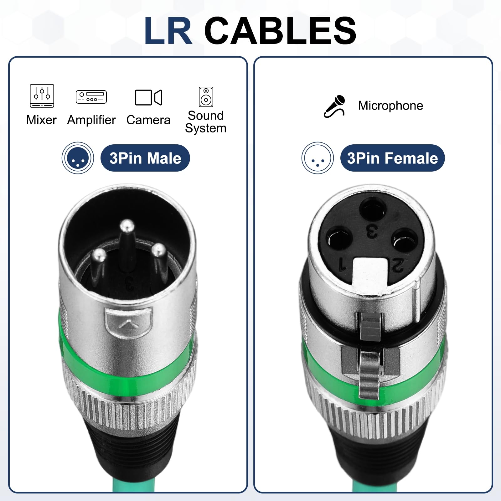 QUARKZMAN 6 Pcs Cables XLR 6.5 Ft Cable De Micrófono XLR Macho A Hembra 3 Pines Accesorios De Micrófono Balanceado Parche Altavoz Para Estudios De Grabación En Viviente Mezclador