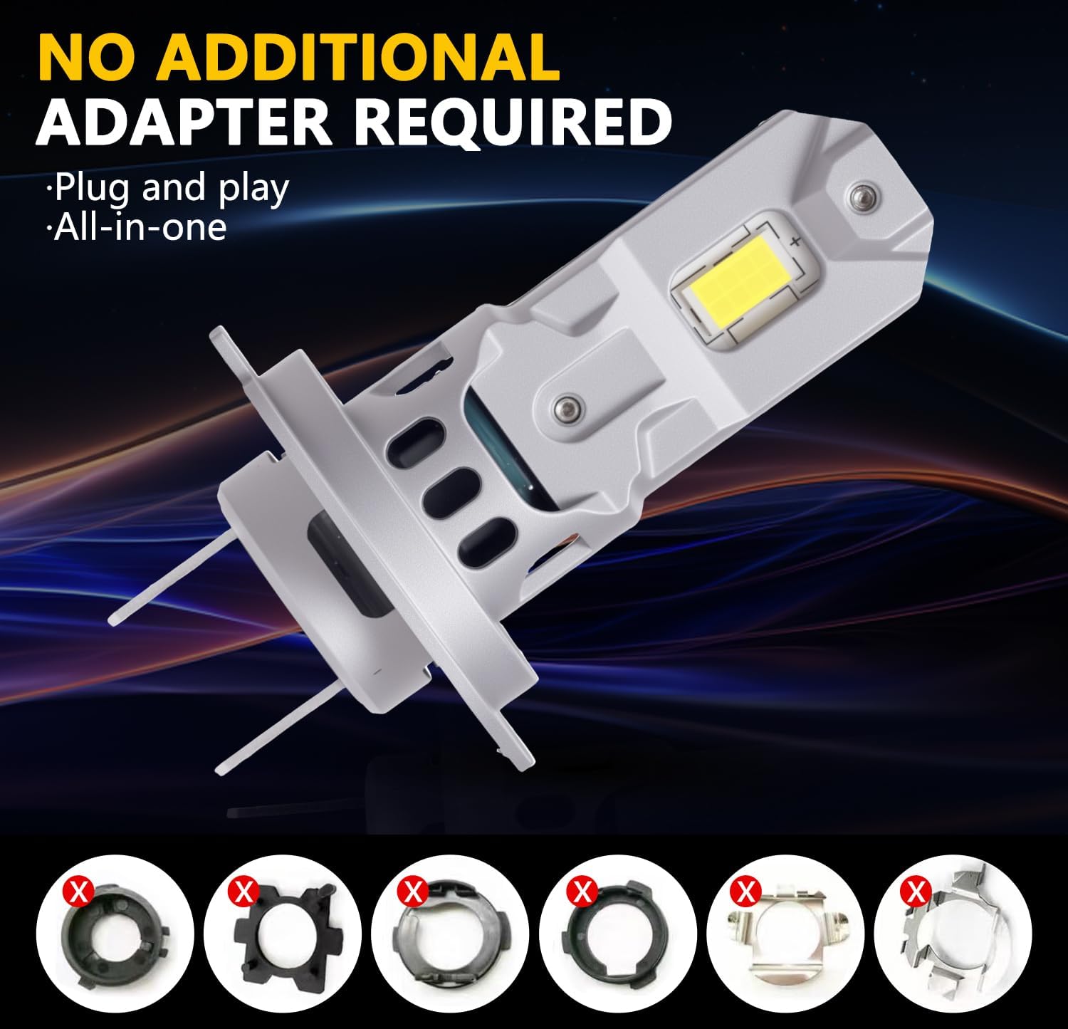 Compatible for Hyundai Santa Fe 2007 2008 2009 2017 2018 High Beam or Low Beam Lights Bulbs,600% Brightness 6000K Cool White,H7 Hi/Lo Beam,Plug & Play,Turn signal bulbs(Pack of 2)