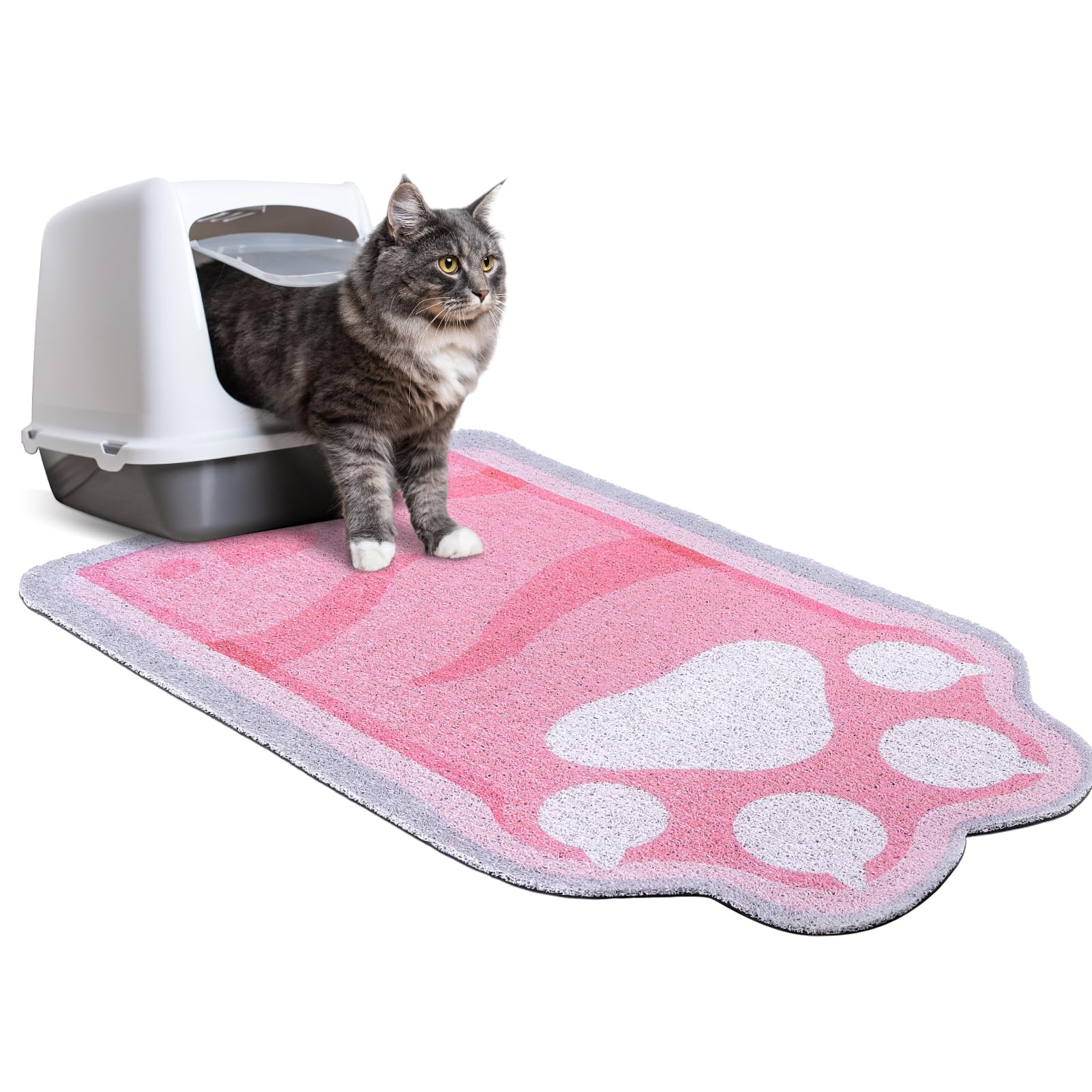 Katzenstreumatte 90x60CM,Leicht Zu Reinigende Katzenmatten, Rutschfest,Wasserdicht,Fallen Für Katzenstreu Matte,Rosa