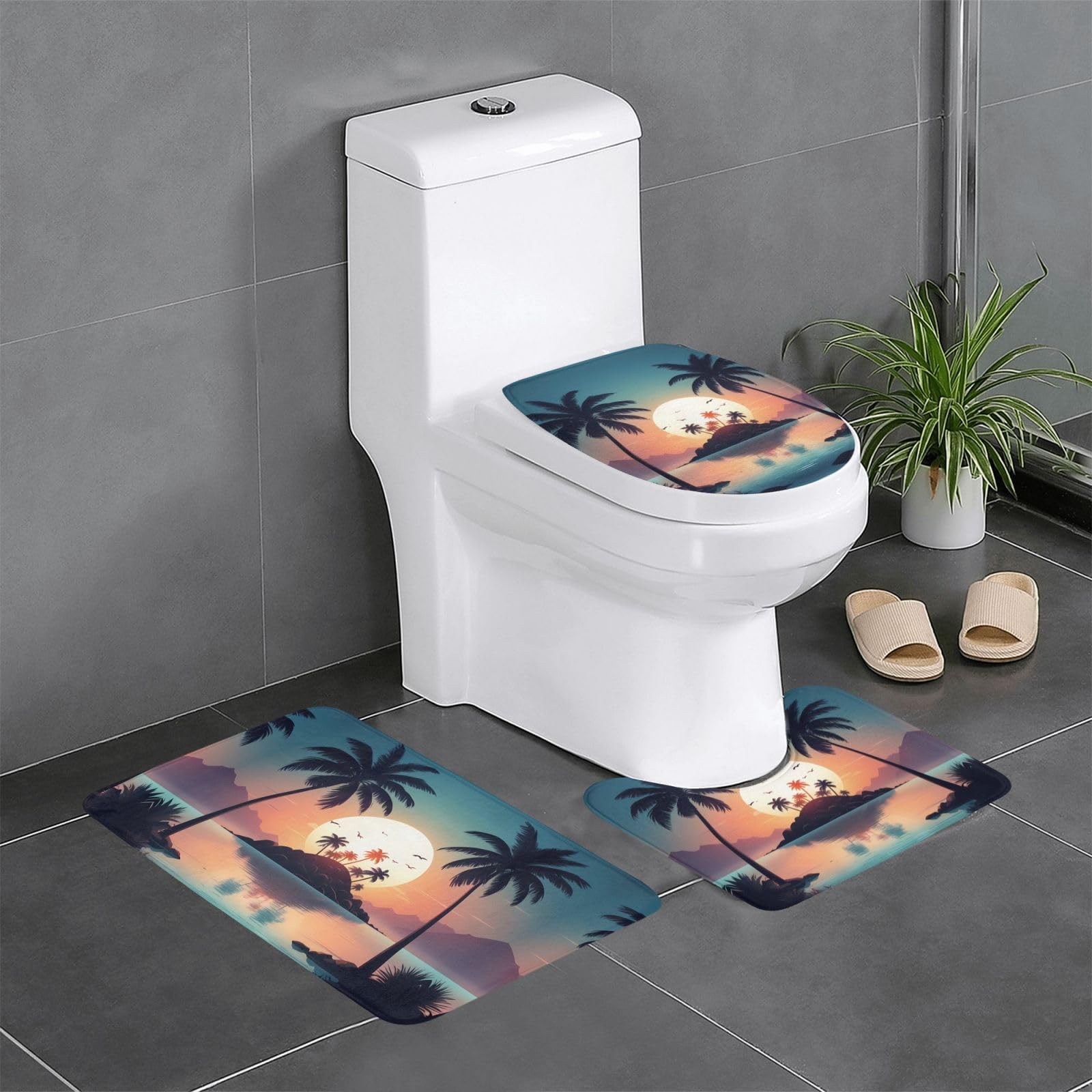 Tapis de salle de bain antidérapants pour toilettes et coiffeuse Sunrise