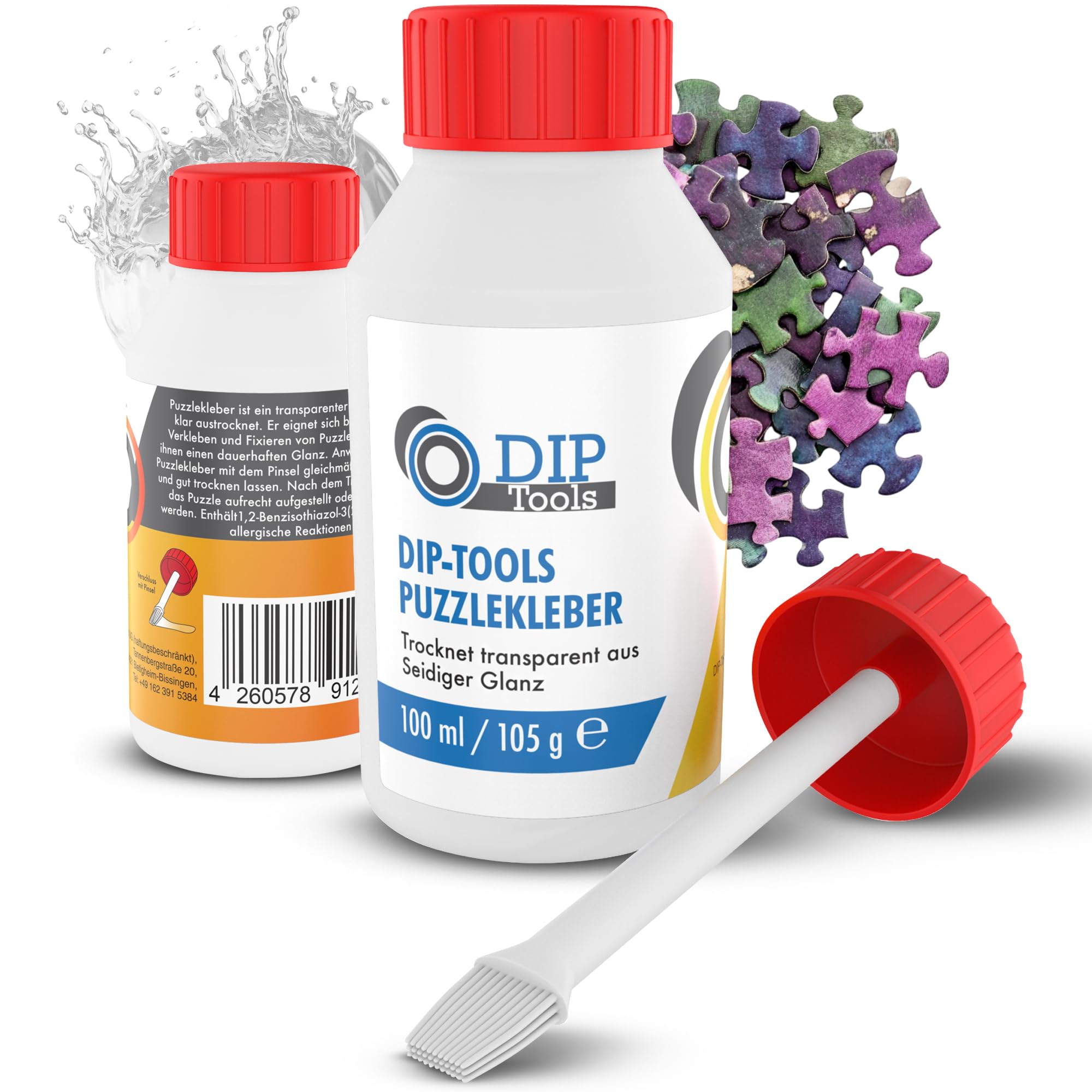 DIP-Tools - Pegamento transparente y rápido de secado para puzles, agarre duradero y brillo