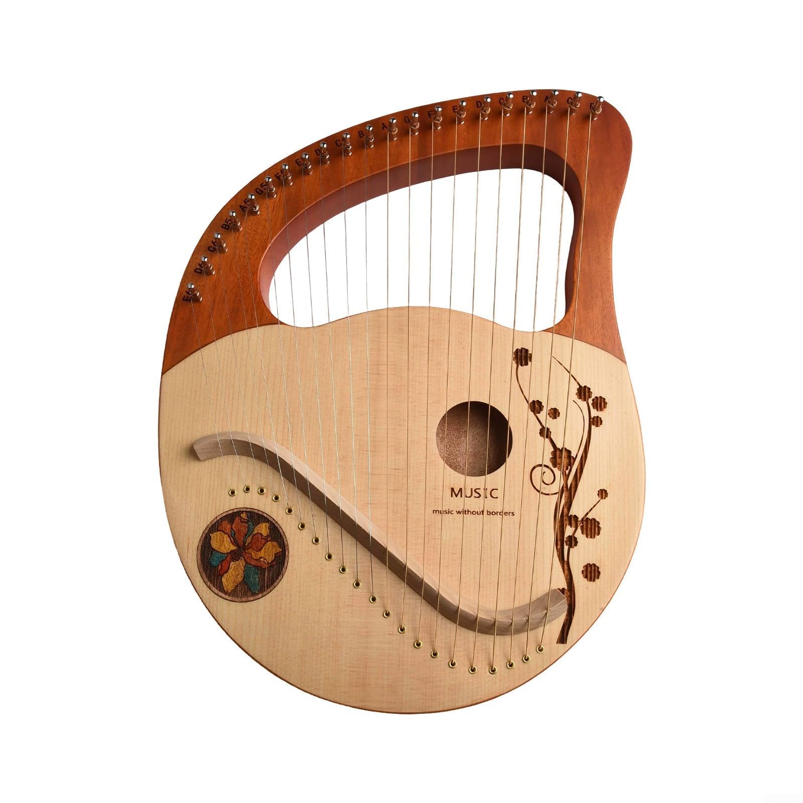 Juego de instrumentos musicales de 21 cuerdas de caoba con llave de afinación, cuerdas de repuesto, paño de limpieza e instrucciones (idioma español no garantizado)