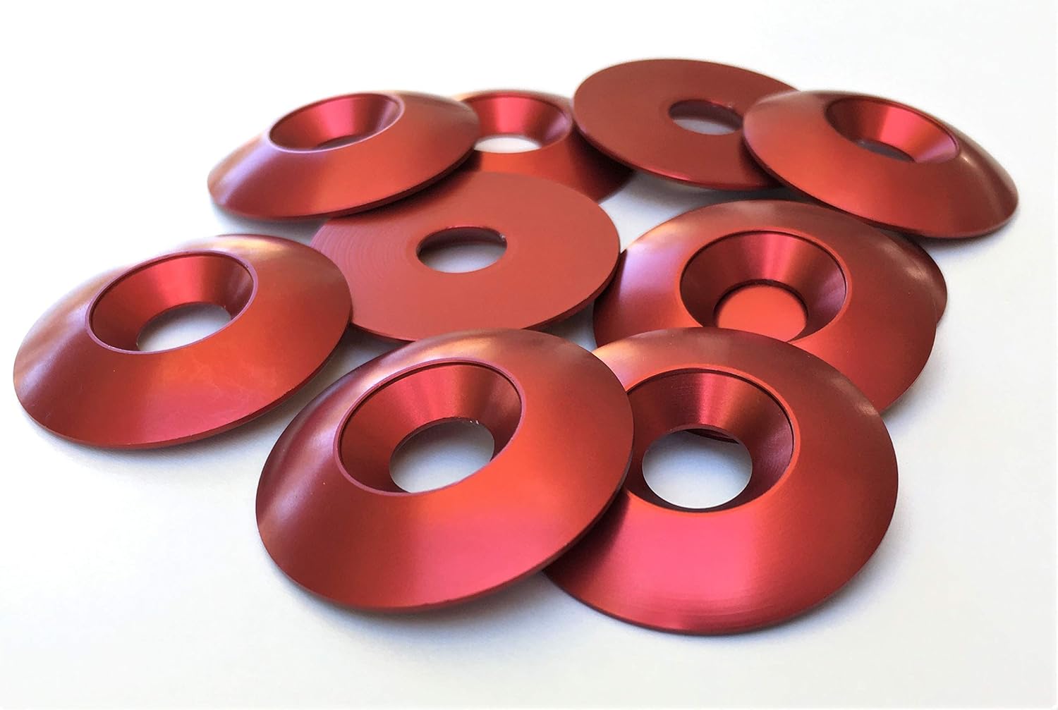 Aluminum Countersunk Washer 10pcs 8mm M8 33mm O.D. (Red)