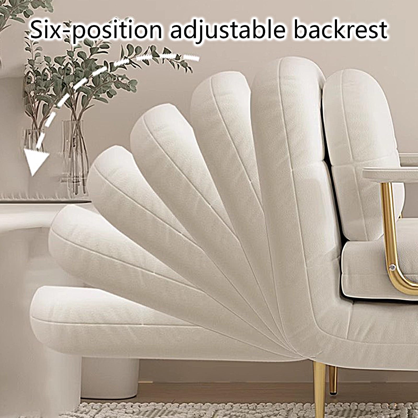 Pojedyncza sofa z materacem, regulowane oparcie w 6 pozycjach, fotel do salonu i sypialni, kolor khaki (190 x 68 x 30 cm)