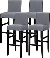Vista 42 de Lellen Juego de 2 fundas para taburetes de bar, fundas elásticas y lavables para asientos de taburetes de bar, fundas extraíbles para sillas de bar