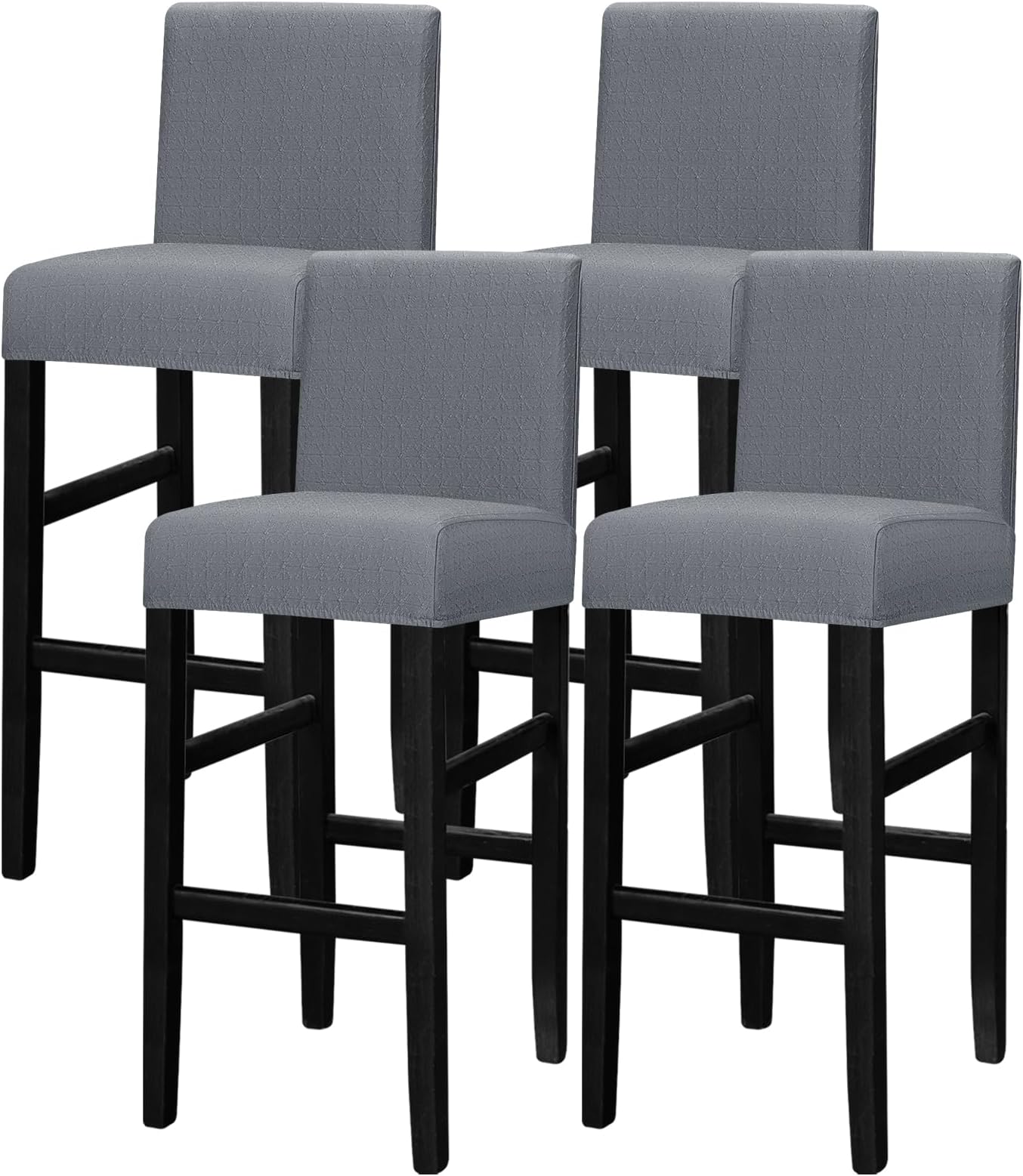 Lellen Bar Stool Chair Covers Set of 4 - Jacquard Bar Stool Covers with Backs Bar Chair Covers Counter Height Stool Covers Bar Stool Slipcovers High Stool Chair Covers for Kitchen Dining Room