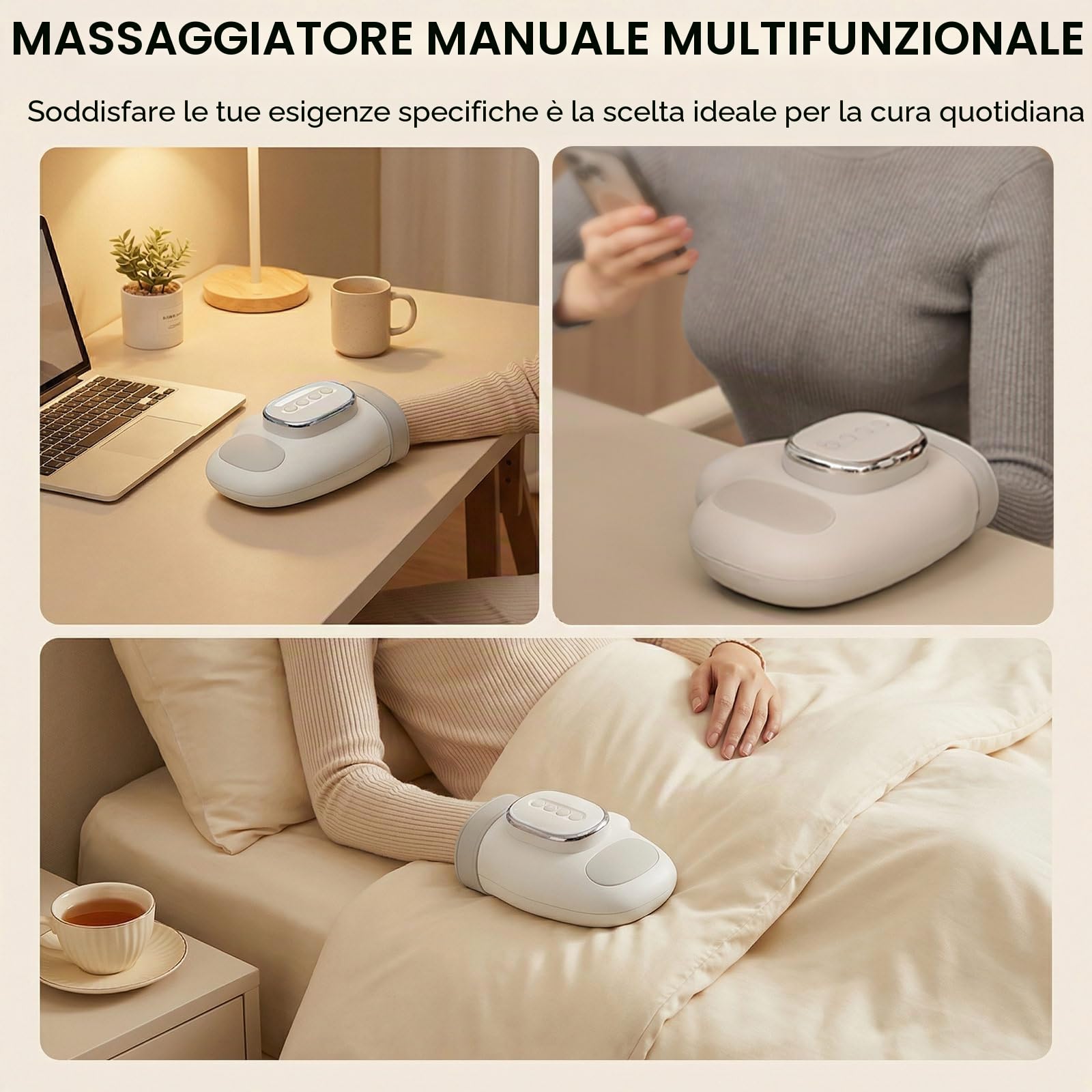 Massaggiatore manuale artrosi, massaggiatore mano, massaggiatore elettrico, 3 modalità e 5 forze, con termoterapia, impastare le mani umane, regali per la famiglia e gli amici