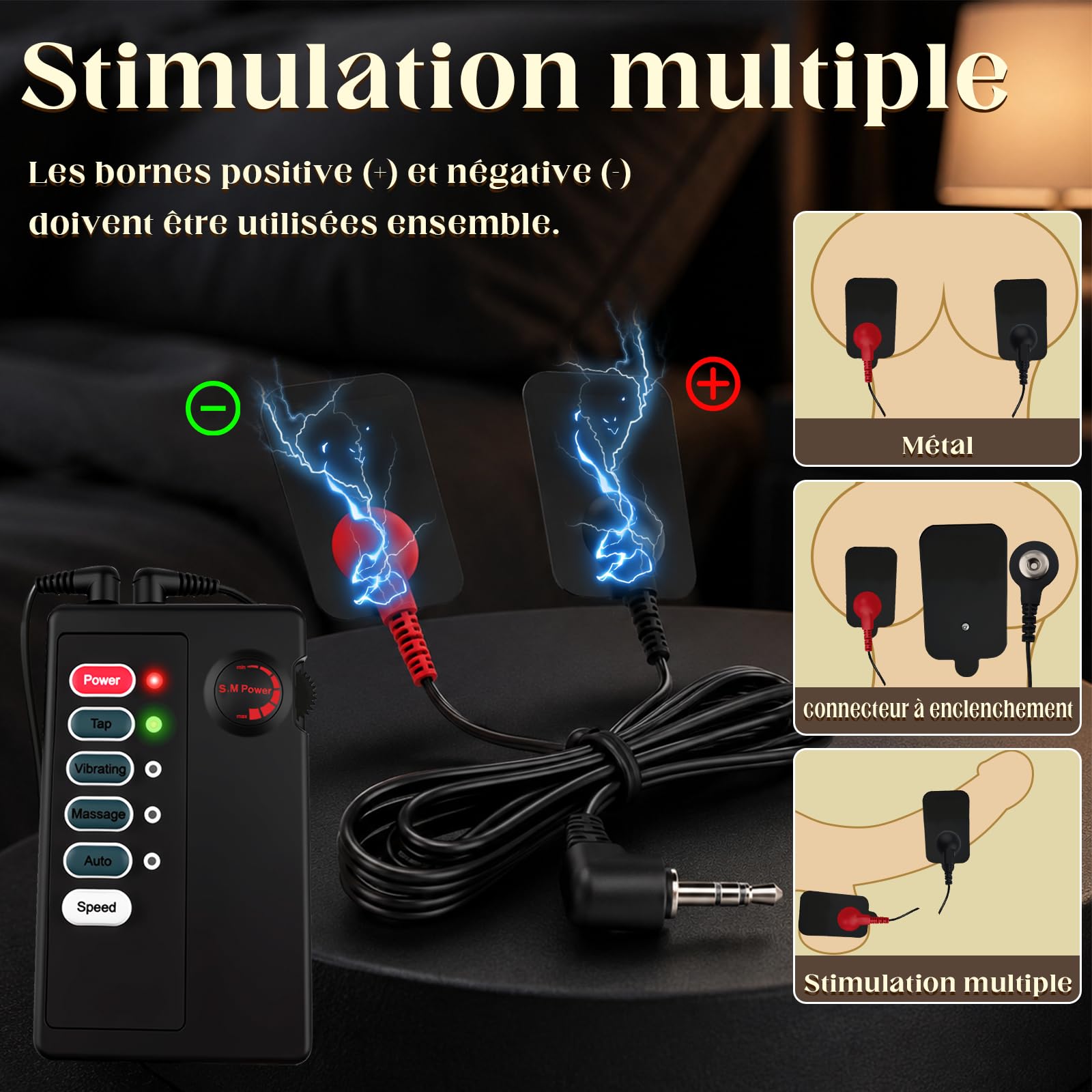 Plug Anal Électrique Pinces à Tétons Extreme Électrode Autocollant Appareil | Bondage Set d'électrostimulation Pour Femme et Homme