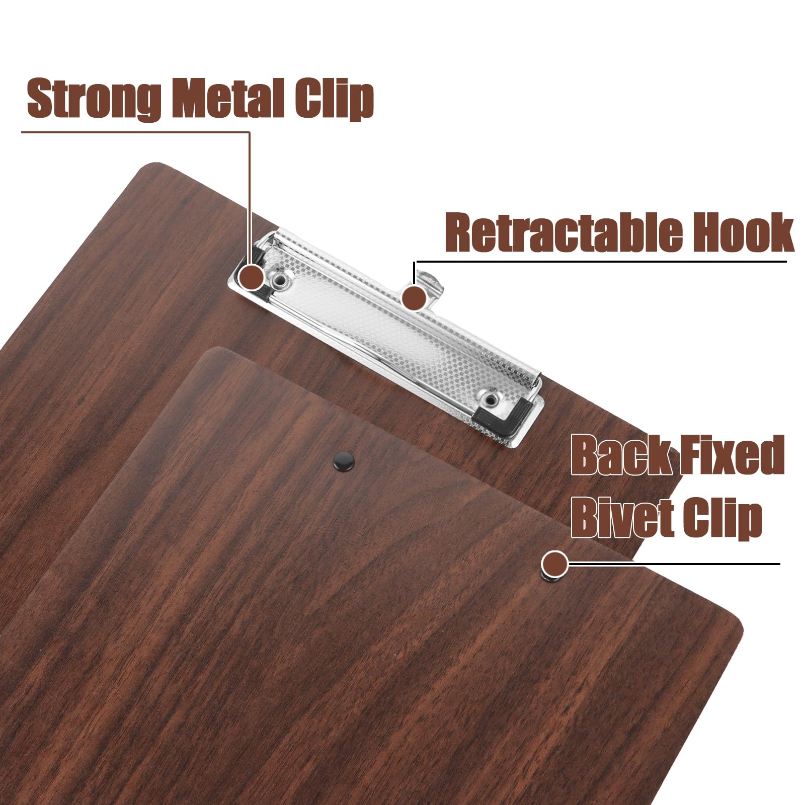 8 Stück Klemmbretter A4 Holz, Dicke 3mm Klemmbrett Holz A4 mit Metalklemme und Aufhängeose,Schreibbrett Schreibplatte Clipboard Zwischenablage für Büro,Restaurant,Schule