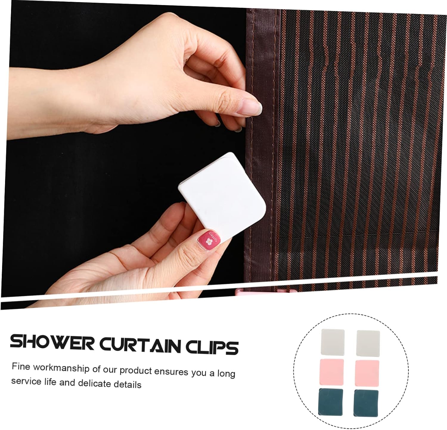 Cabilock 18pcs Shower Organizer Hanging Grey Shower Curtain Hooks Blackout Curtain Clips Bathing Clamp