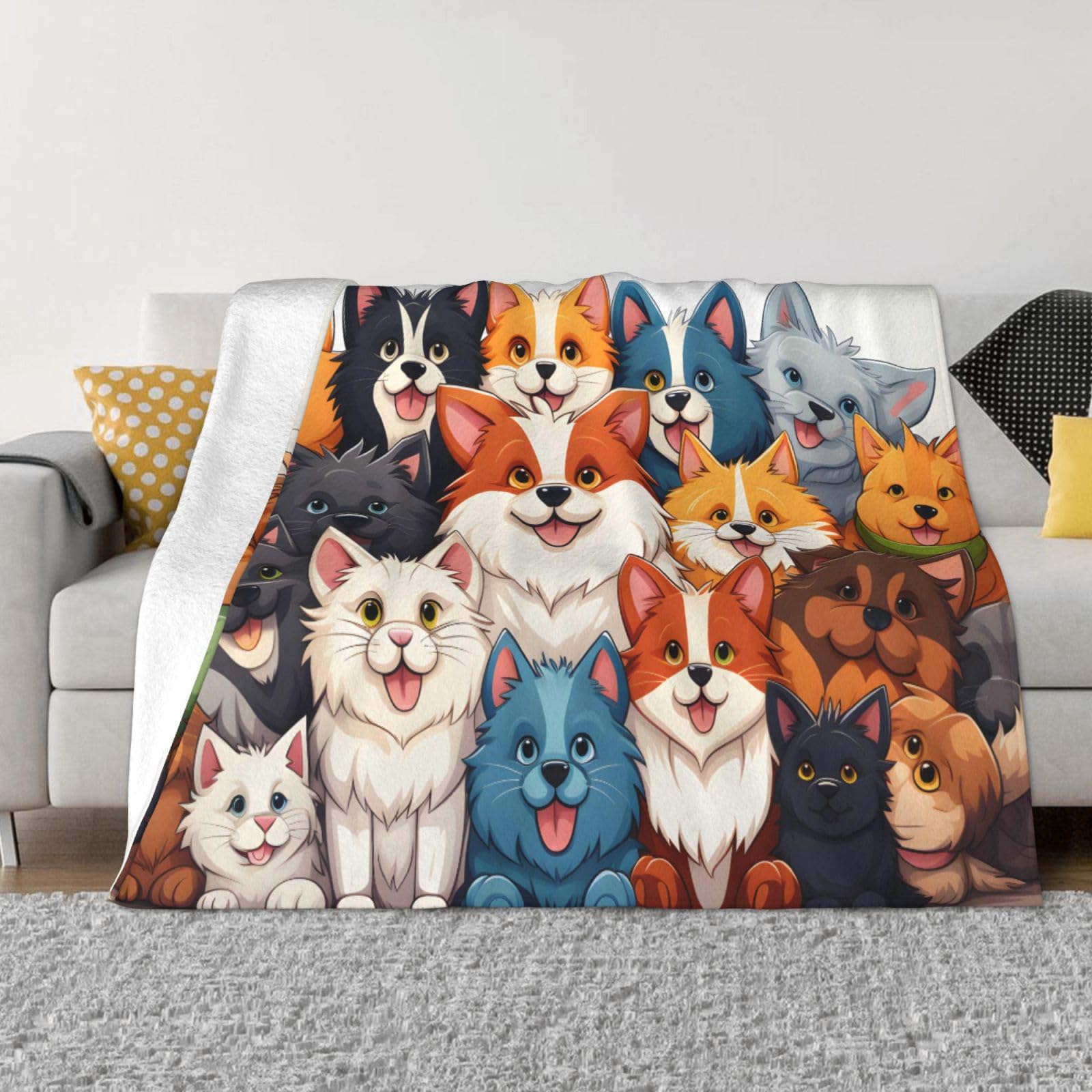 Couverture lit canapé polaire chaude Mexpekil plaid gribouillage 76 x 102cm