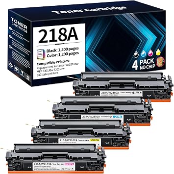 4PACK 218A W2180A Replacement for 218X W2180X Toner Cartridge Compatible with Color Pro MFP 3301fdw 3201dw 3301sdw 3301cdw 3201 3301 Series Printer