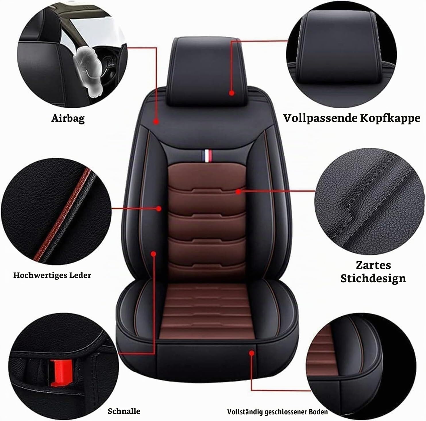 Auto Sitzbezüge für V-w Tiguan 2016-2025 SEL R-Line Elegance, Leder Autositzbezüge Sets, 5 Sitzer Schonbezüge Sitzschoner Vorne Hinten Wasserdicht Sitzauflage Accessories(D(Black Coffee))