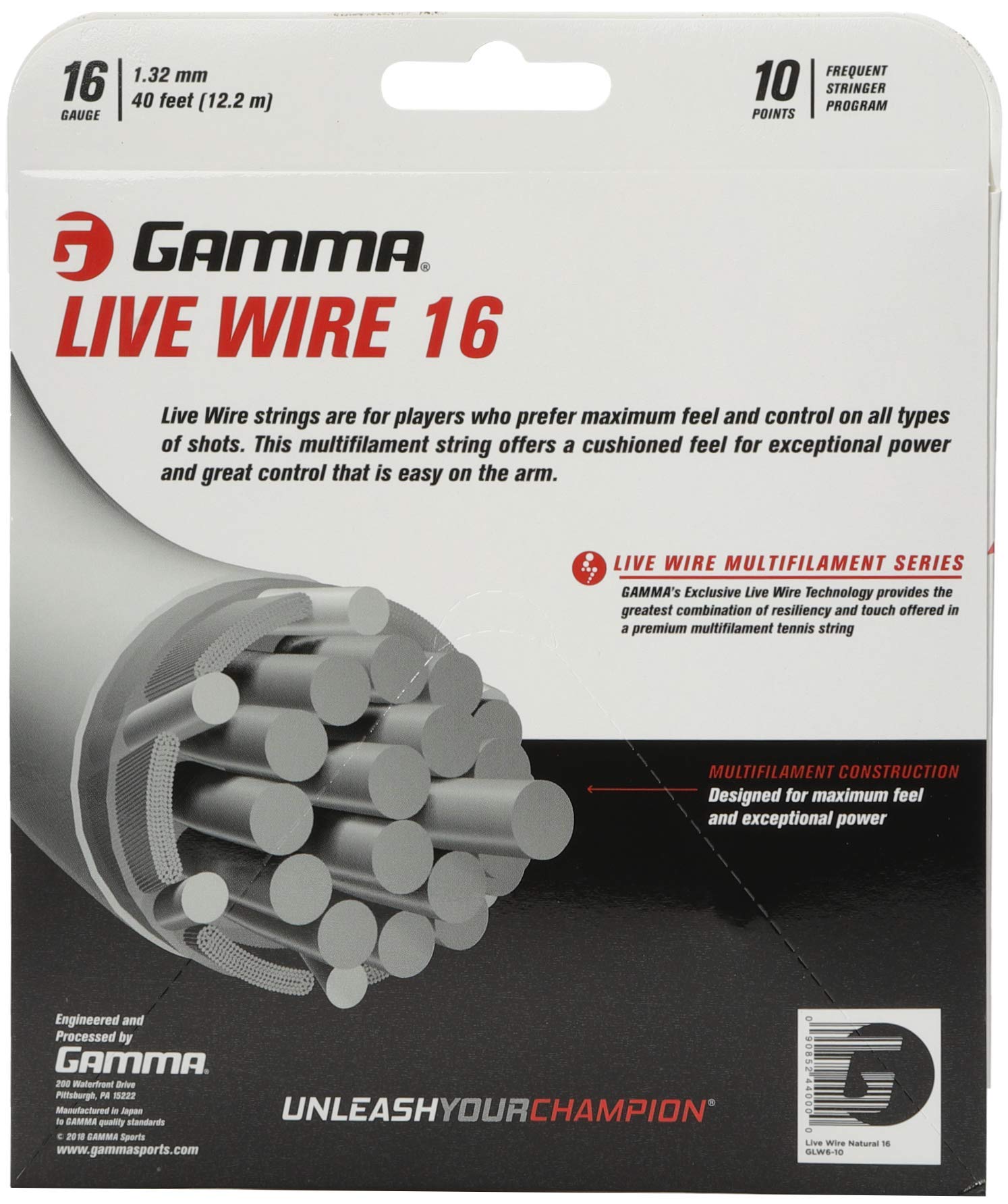Corde 1.32 Mm Corde Da Tennis Gamma Live Wire Natura - Set 12.2m