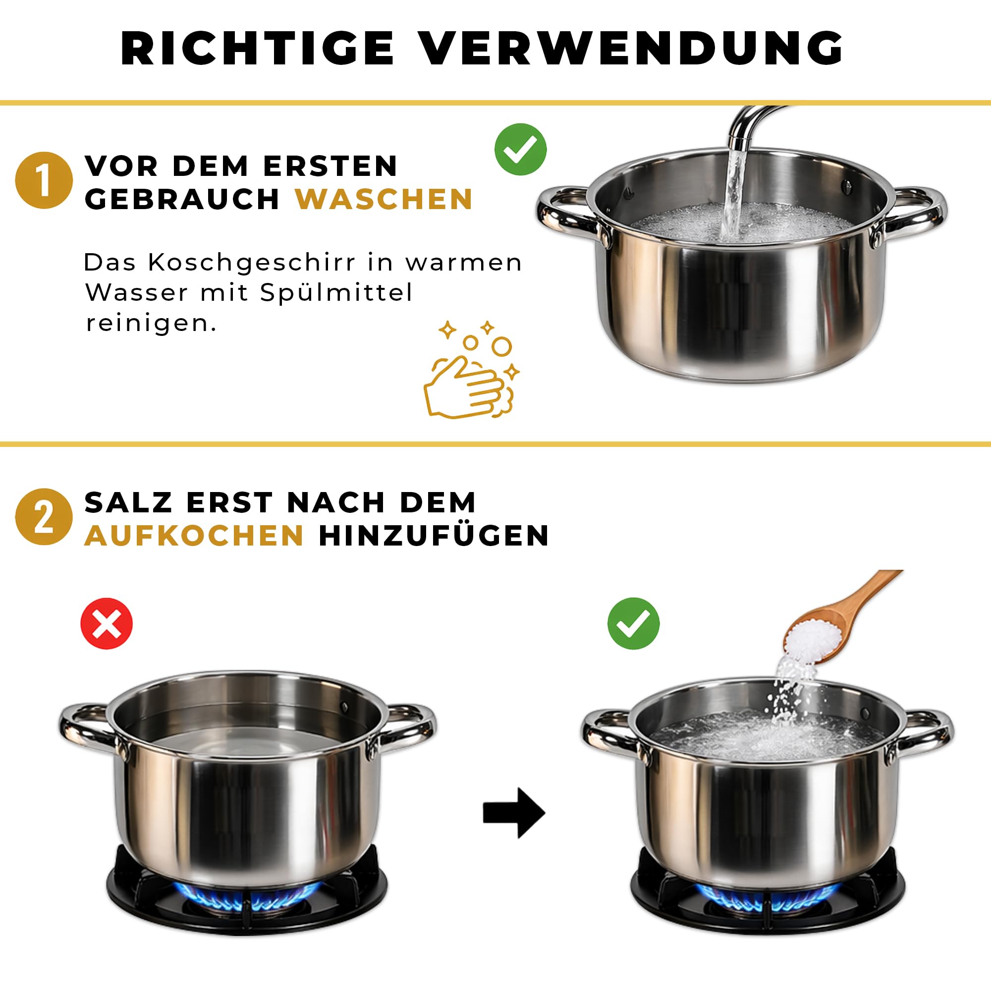 KARL HAUSMANN Topfset Induktion Edelstahl 4-Teilig - Kochtöpfe für Alle Herdarten - Kochtopf Set mit Glasdeckel - Töpfe mit Messskala - Topf Set - Kochtopfset - Topfsets - Pots - Induktionstöpfe