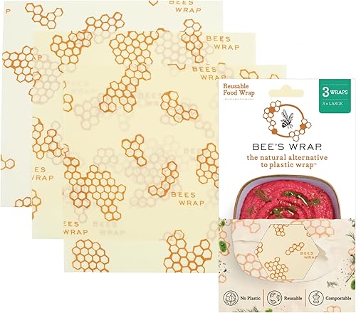 Miniatura 20 de Bee's Wrap Envolturas de cera de abeja para alimentos, hechas en Estados Unidos, reutilizables y orgánicas, envoltura para sándwiches y cubiertas