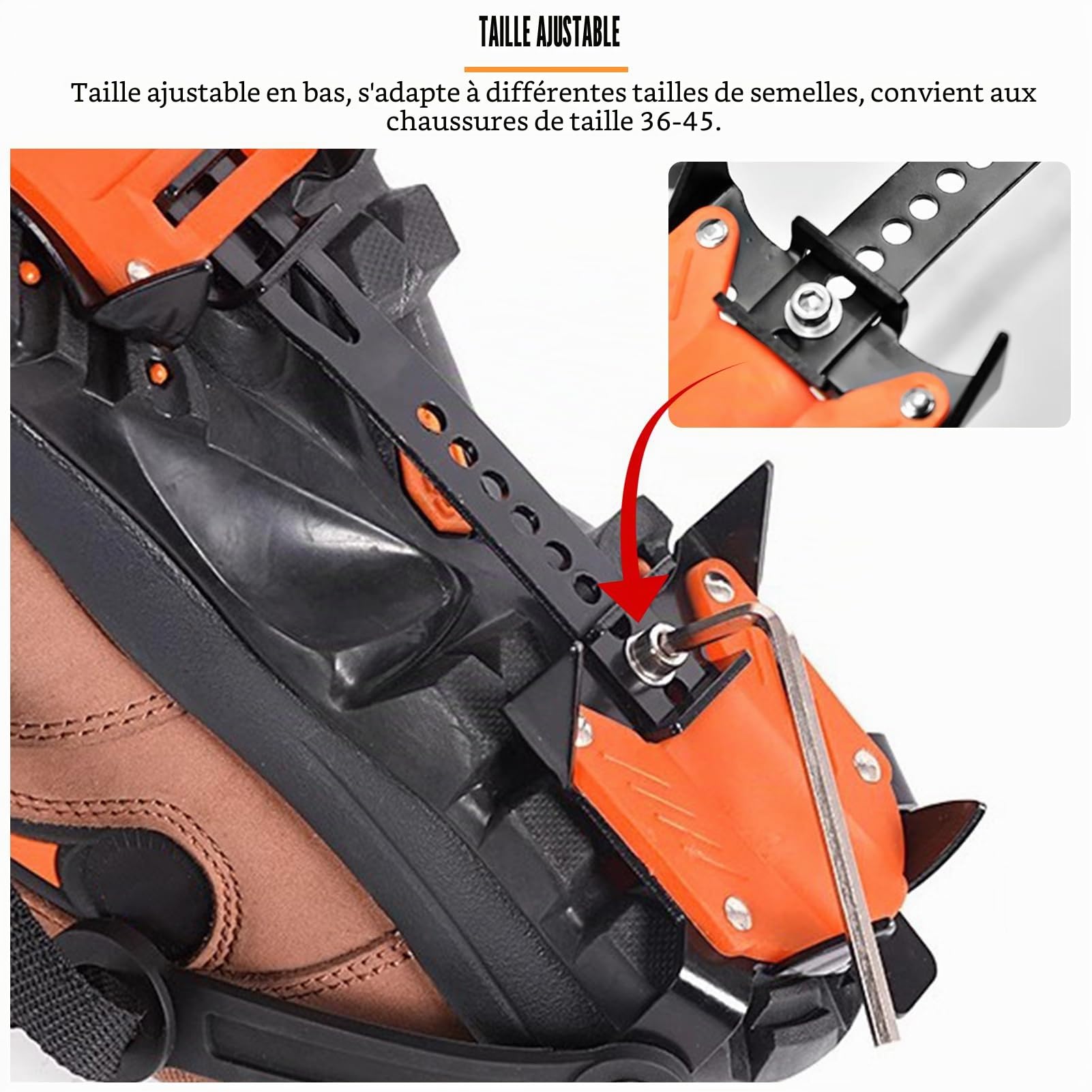 Crampons d'escalade de Glace, Sports de Plein air Portables 10 Crampons de Neige dentés Pince à Glace antidérapante