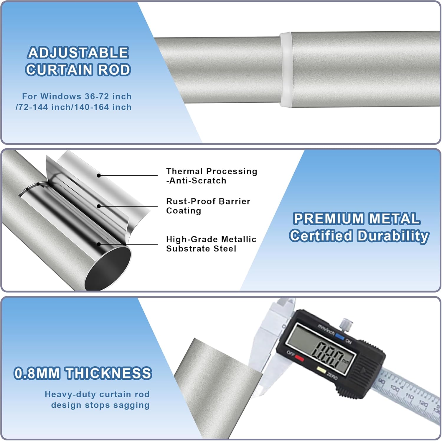 Silver Double Curtain Rod 36 to 72 Inch,Double Decorative Crystal Drapery Rods with Solid Aluminum Bracket Acrylic Sheer Bling Foil Finials,1" Front and 5/8" Back Heavy Duty Curtain Rods for Windows