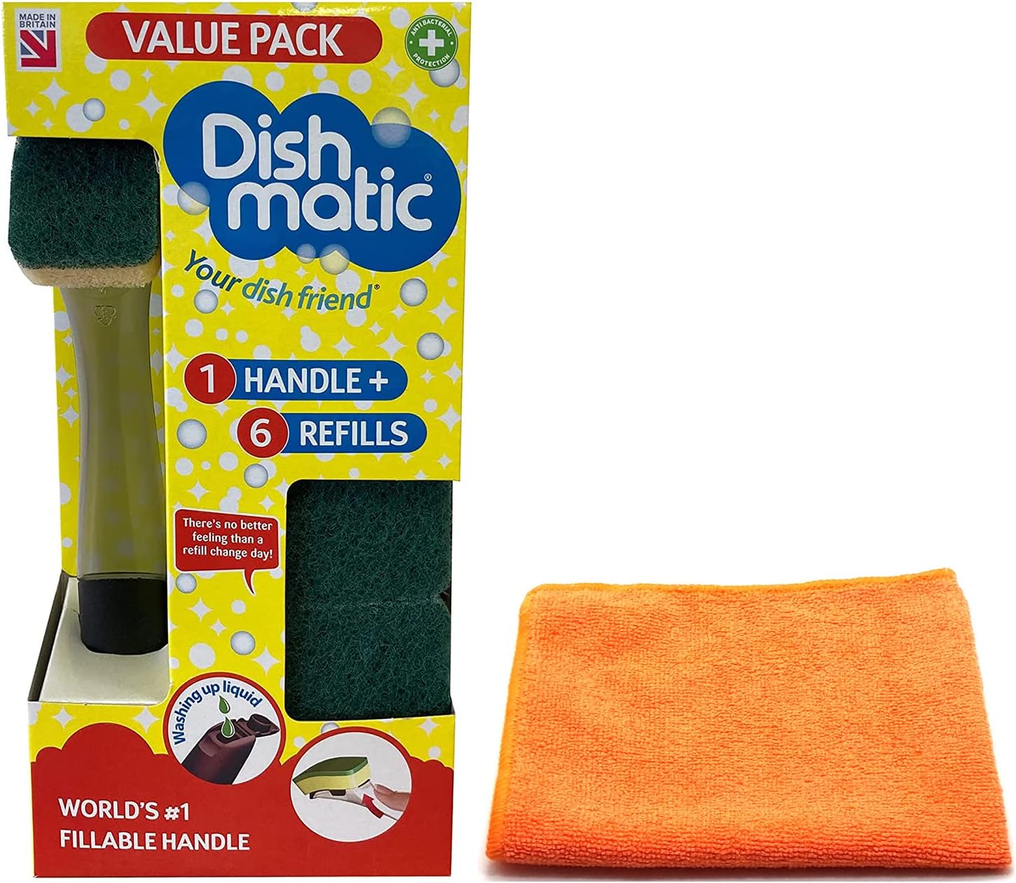 Dishmatic Fillable Washing up Brush and Sponge Easy Grip Dish Cleaner