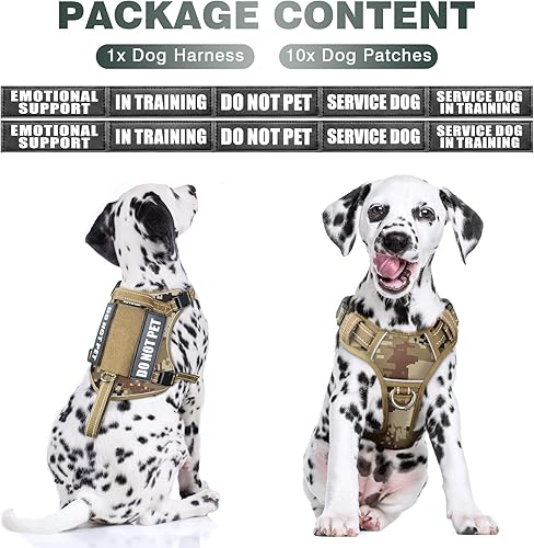 Miniatura 38 de WINSEE Arnés táctico para perro, arnés sin tirones para perros medianos y grandes con asa y Molle, arnés de servicio militar para perros pequeños
