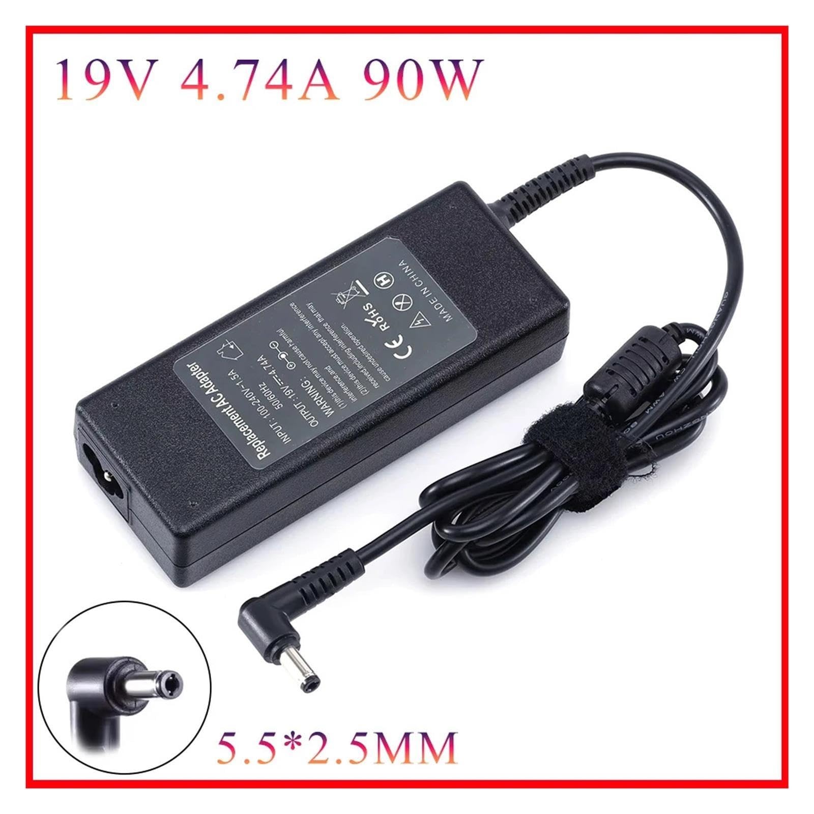 Cargador De Vuelta De 19V 4.74A 90W 5,5 * 2,5 Mm, Compatible con ASUS, Compatible con Toshiba, Compatible con Lenovo, Adaptador A46C X43B A8J K52 U1 U3 S5 W3 W7 Z3 Notebook(and UK)