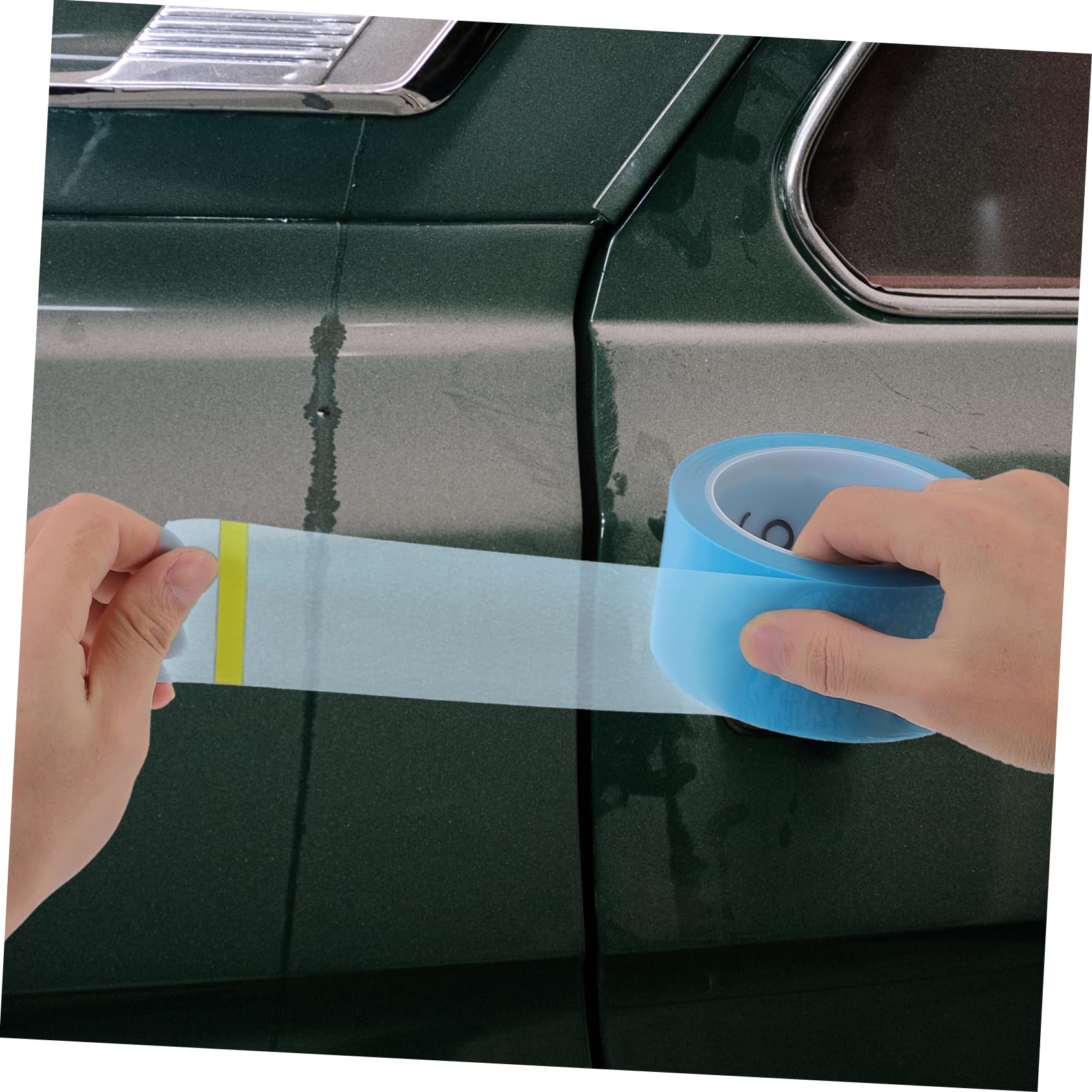 Cinta de Enmascarar para Pintura de Automóviles 5 Rollos Pet | 0, 06 Mm de Grosor, 50m por Rollo, Adaptación a Curvas de Carrocería, Uso en Pulverización y Mantenimiento Color Aleatorio