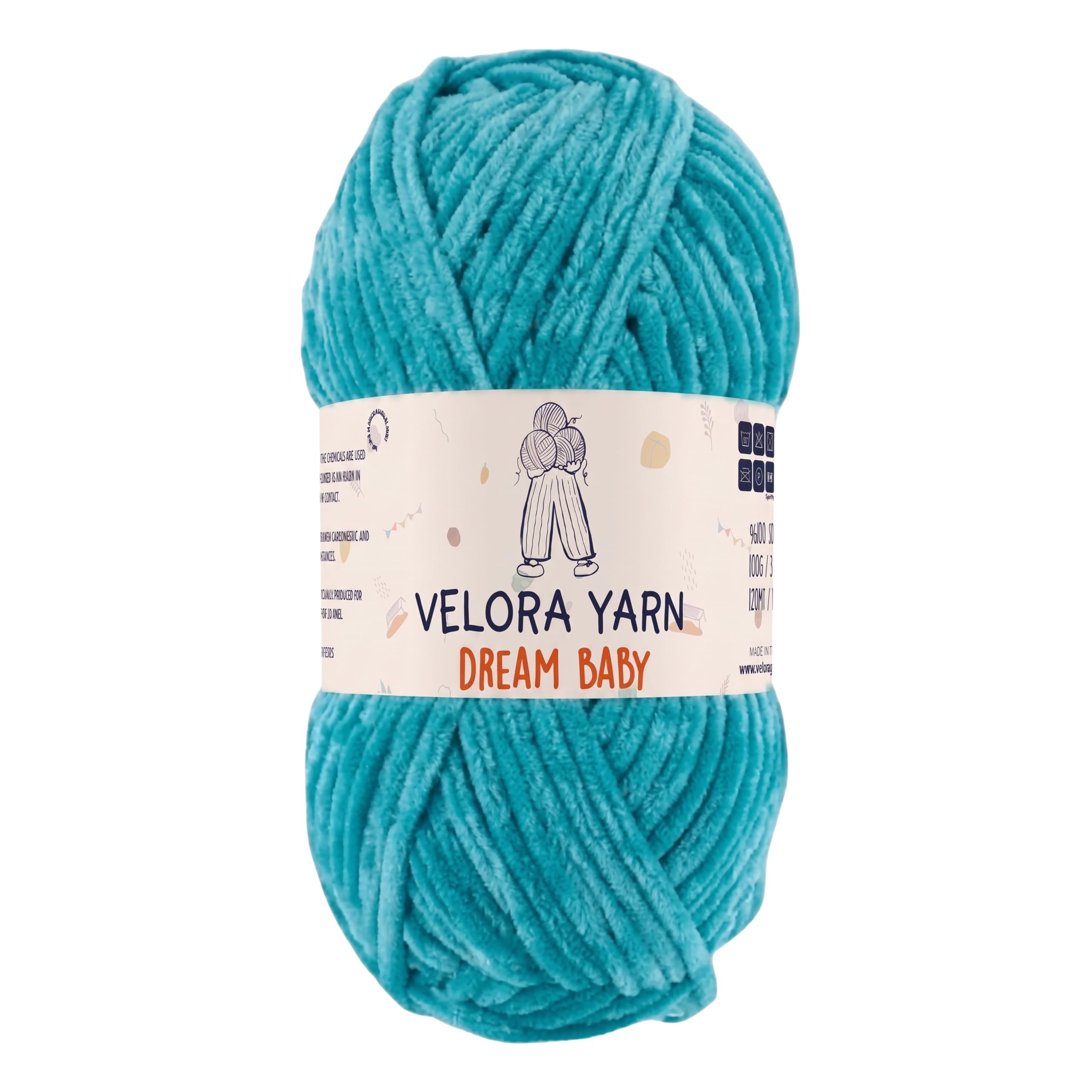 Velora Dream Baby 100% Polyester Chenille Yarn Soft Thick Chunky Yarn Skein 100g 120m, Machine Washable for Knitting&Crochet Blanket, Amigurumi, Scarf, Hat,Sweater,Plushies (Turquoise)