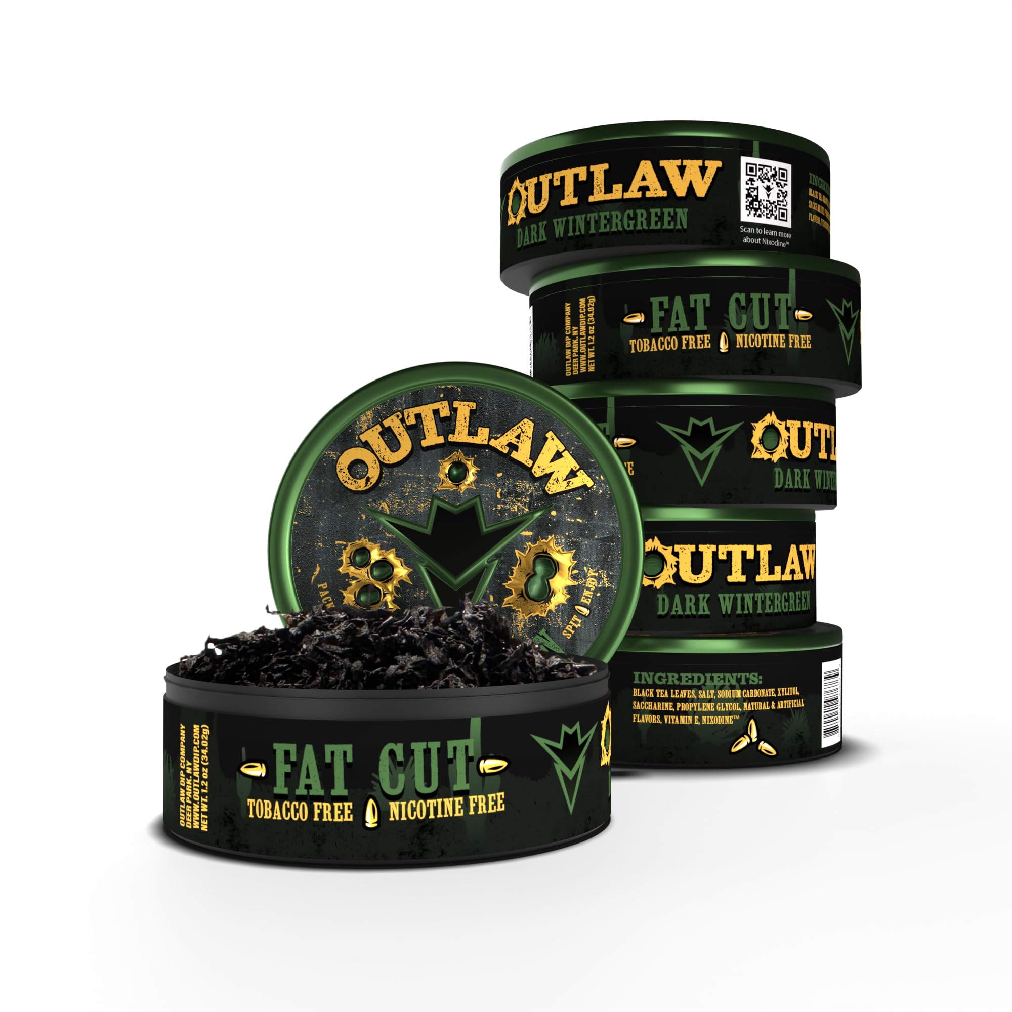 tobacco free dip at walmart Outlaw Dark Wintergreen Fat Cut - 6 Pack Black Buffalo | Charge Ahead