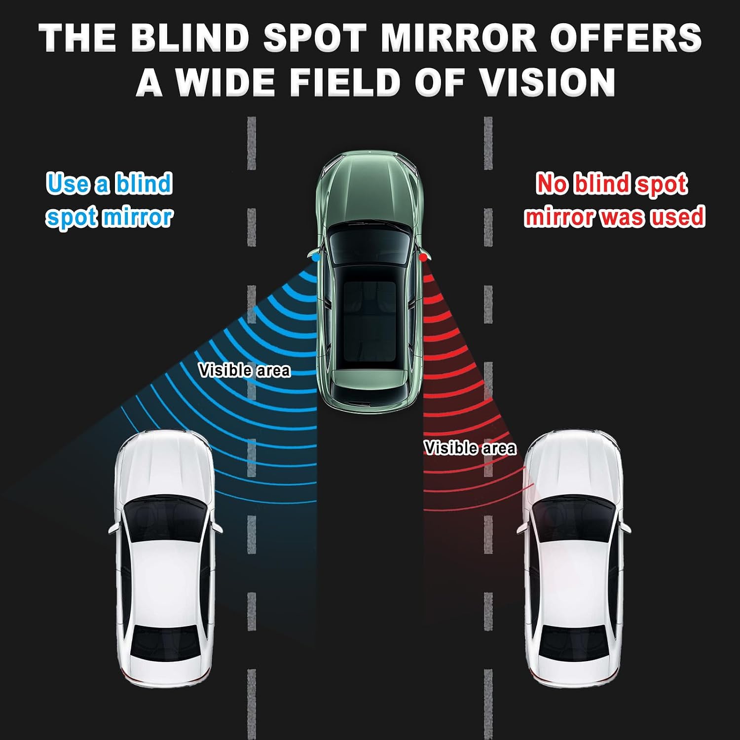 2-Pack Universal HD Blind Spot Mirrors, 360° Adjustable Frameless Convex Rear View Mirror for Cars, Trucks, SUVs, and Vans - Fan Shaped Side Mirrors Car Accessories (fan shape)