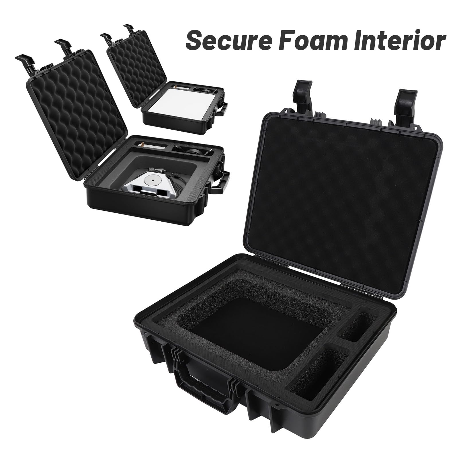 KUIDAMOS Estuche de Transporte Satelital Duradero para Cables de Fuente de Alimentación con Adaptador de Tubo con Soporte para Mini Plato, Adecuado para Viajeros Fuera de la Red, Material ABS/EVA,