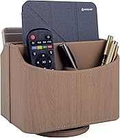 Vista 12 de Soporte de cuero para control remoto giratorio de 360 grados, organizador giratorio de escritorio para mandos a distancia de TV, bolígrafo