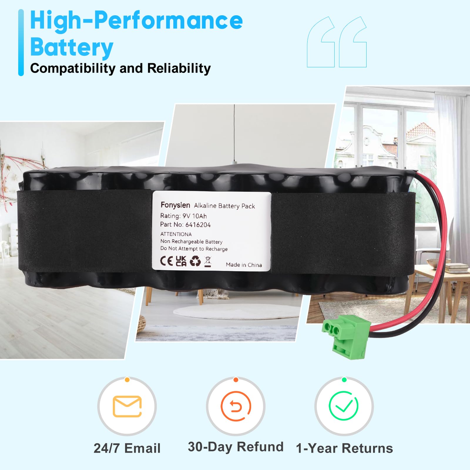 BPX 6416204 Batterie Compatible avec SEFRX 6416204 Sirène, Delta Dore, Tyxal SIRX, SERX, SEFX, SEFRX, Syderal SE Sirène, BPX 6401021, 6416204, Bat 16204, 1285001, 64040145, 6404016