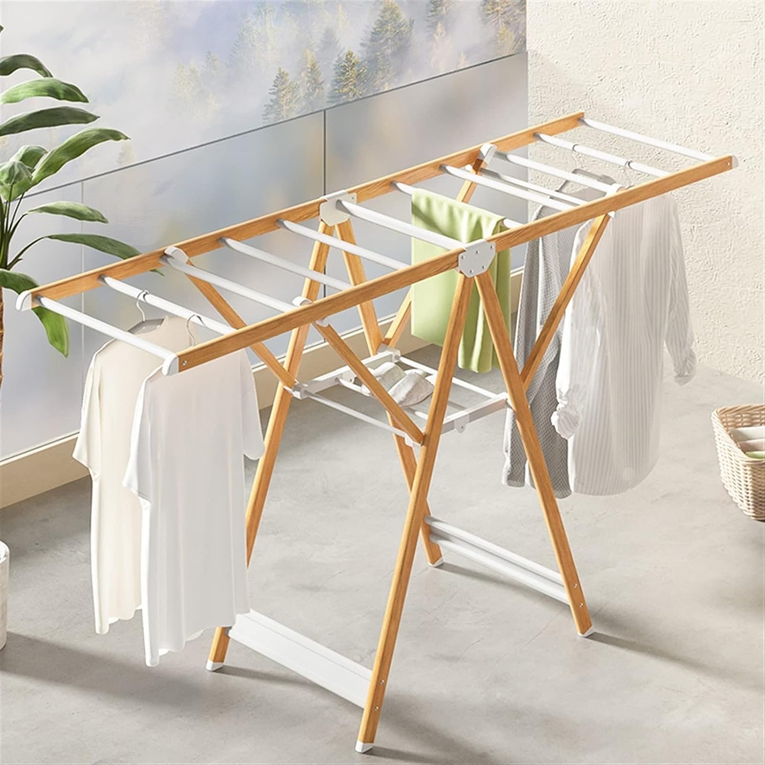 Tendedero Ropa Estante De Secado Ropa Aluminio Independiente, Plegable para Interior Y Exterior, Lavandería Ajustable En Altura Vertical