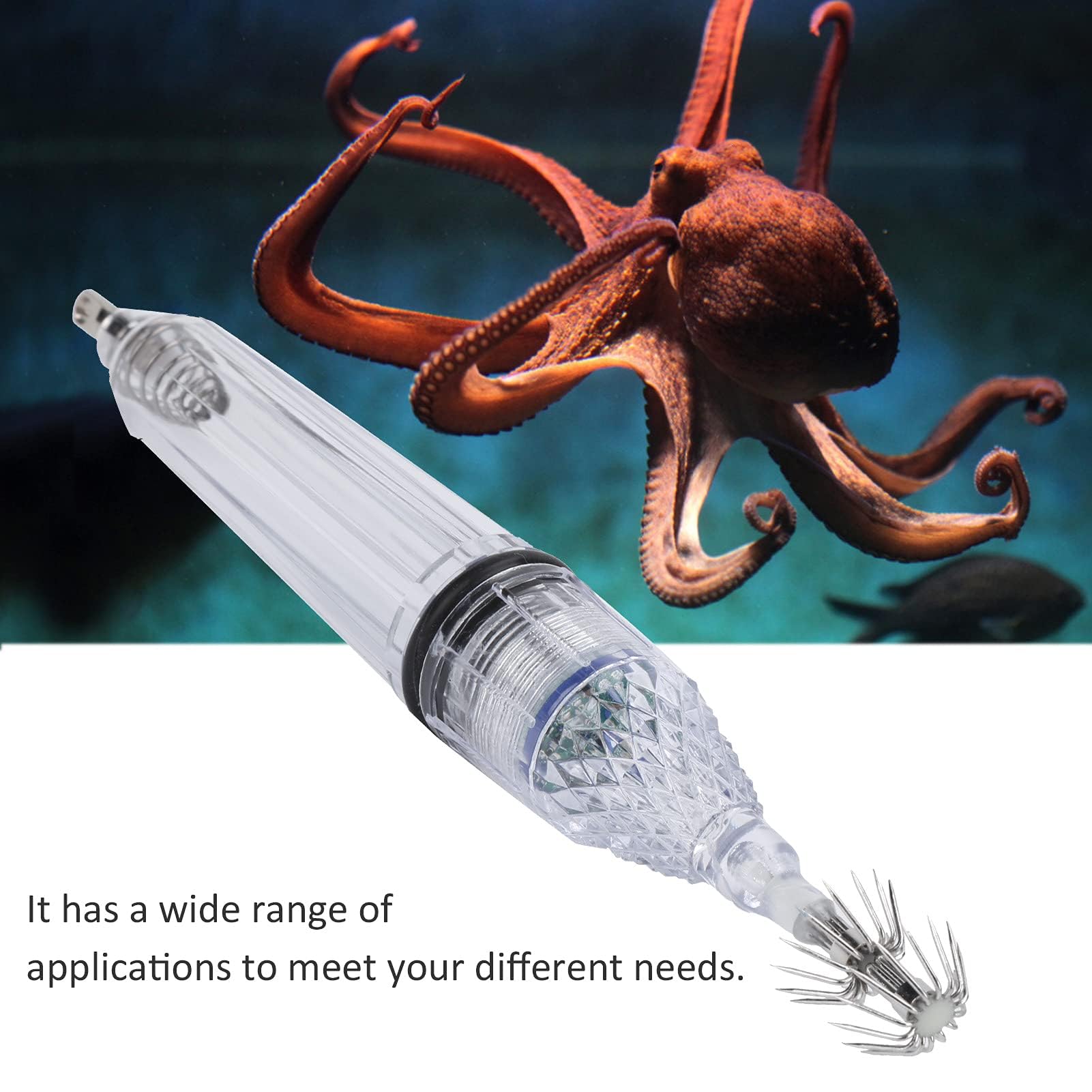 Lampada LED Subacquea Per Pesca Di Seppie, Polpi E Calamari – Luce Attraente Con Gancio A Doppio Strato, Impermeabile, Leggera (45g) A Batteria AA