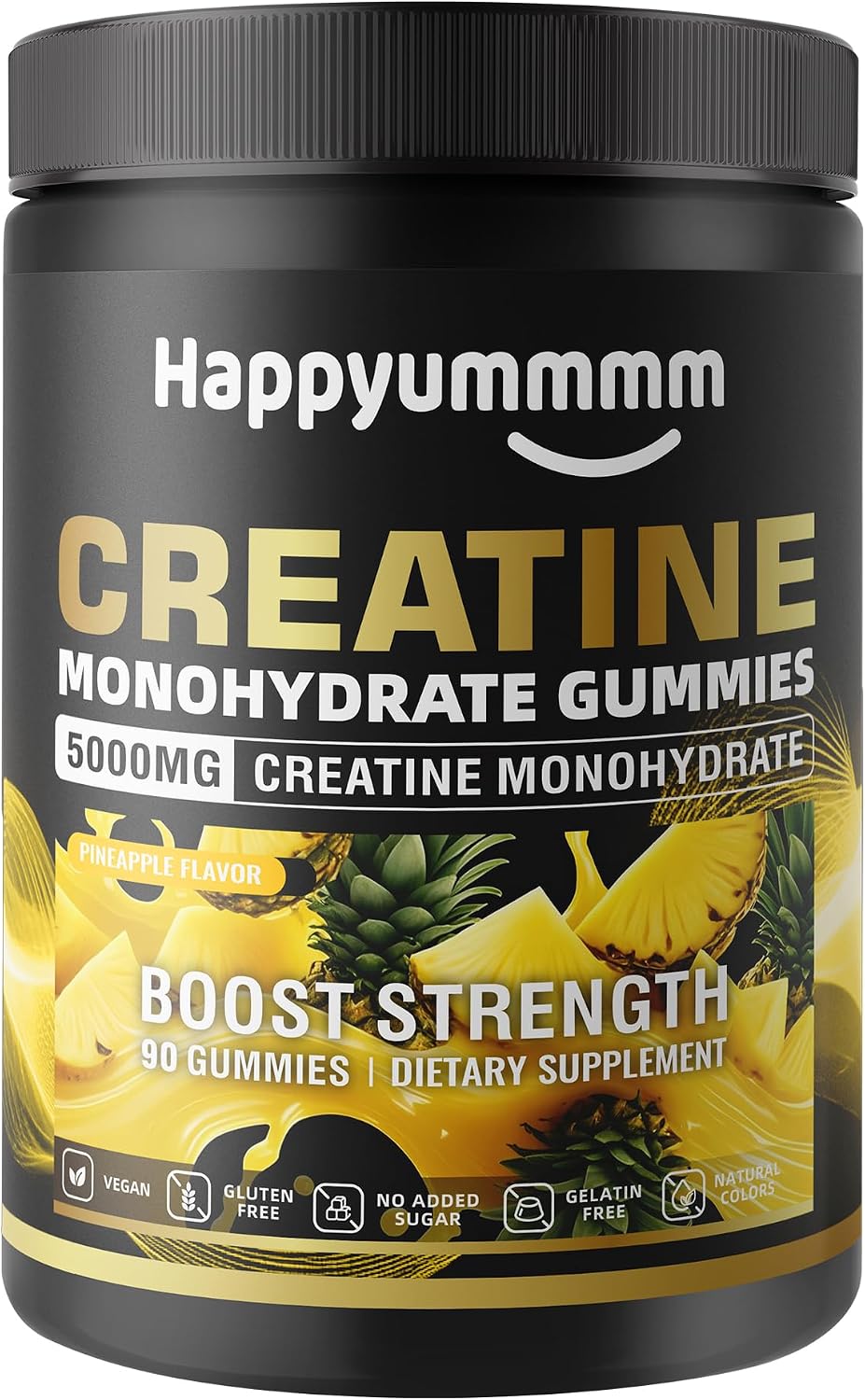Creatine Monohydrate Gummies, NSF Certified, 5g Dose for Men & Women to Support Muscle, Strength, Recovery, Cognitive Health & Memory, Pineapple Flavor, 90 Gummies