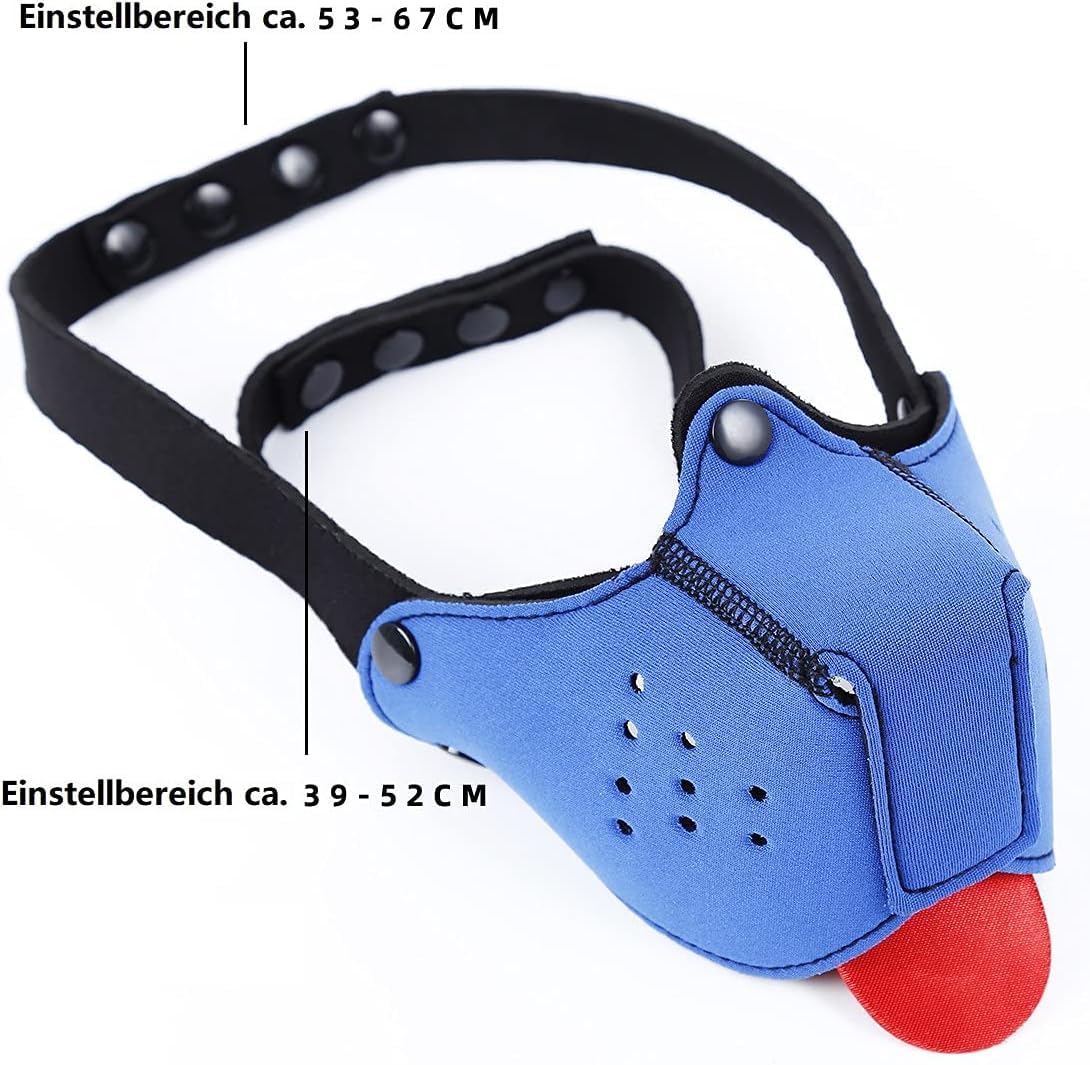 Neoprene Puppy Face Muzzle Dog Hood Mask Play Hoods Novelty Dog Head Mask with Collar (Blue, One Size) - Image 3