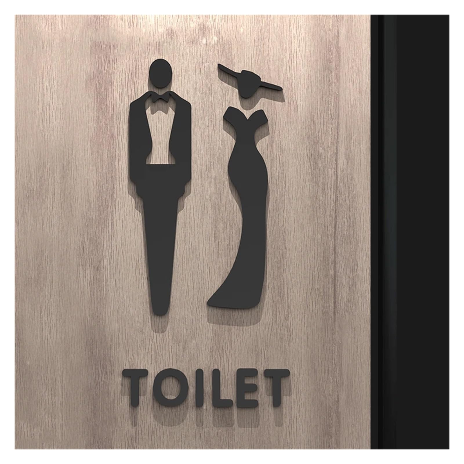 Carteles de Baño Placa de señal de baño de Color negro y dorado, etiqueta adhesiva acrílica 3D for puerta de sala de lavado, soporte for Wc, tablero de señalización, decoración artística for el hogar