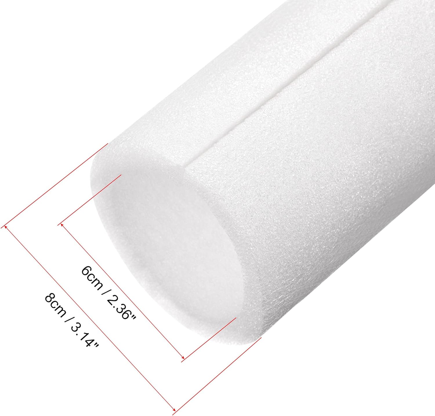 sourcing map Foam Tube Pipe Insulation Freeze Protection Cover 3.28 Ft Length 2.36in ID 3.14in OD Pipe Insulation Kits White 1 Pack - Image 3