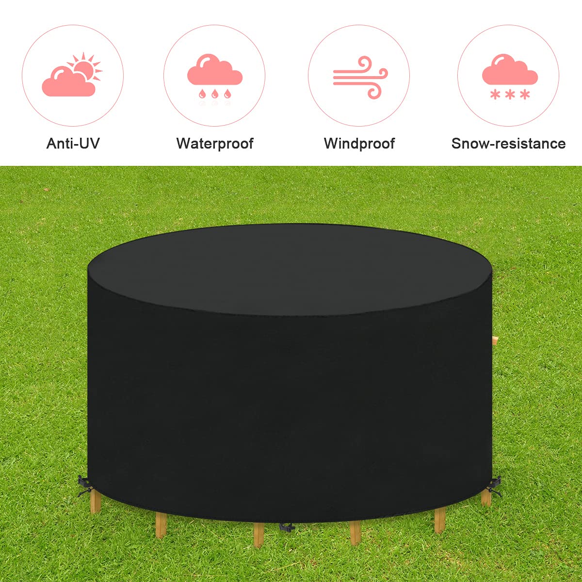 Copritavolo Esterno Rotondo TOOSOAR | Impermeabile | &Oslash;120x75 Cm | Per Giardino