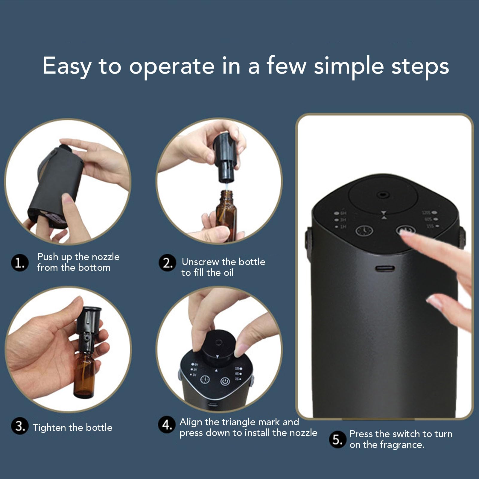 GOWENIC Diffusore di Oli Essenziali Senza Acqua per Auto, Diffusore di Aromaterapia Portatile in Alluminio con Timer, Macchina per Fragranze per Auto a Basso Rumore per Ufficio Camera da Letto, di