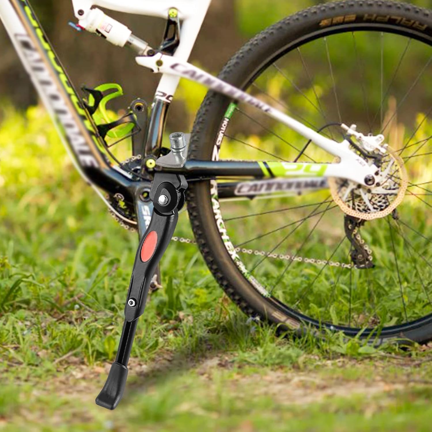 Stojak na rower 20, 24, 26", stop aluminium, regulowany, uniwersalny stojak na rower z antypoślizgową gumową nóżką i kluczem imbusowym, do rowerów górskich, wyścigowych