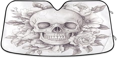 Car Windshield Sunshade Sugar Skull Auto Blocks Sun Visor Keep Your Vehicle Cool UV and Heat Reflector 57 X 31 in