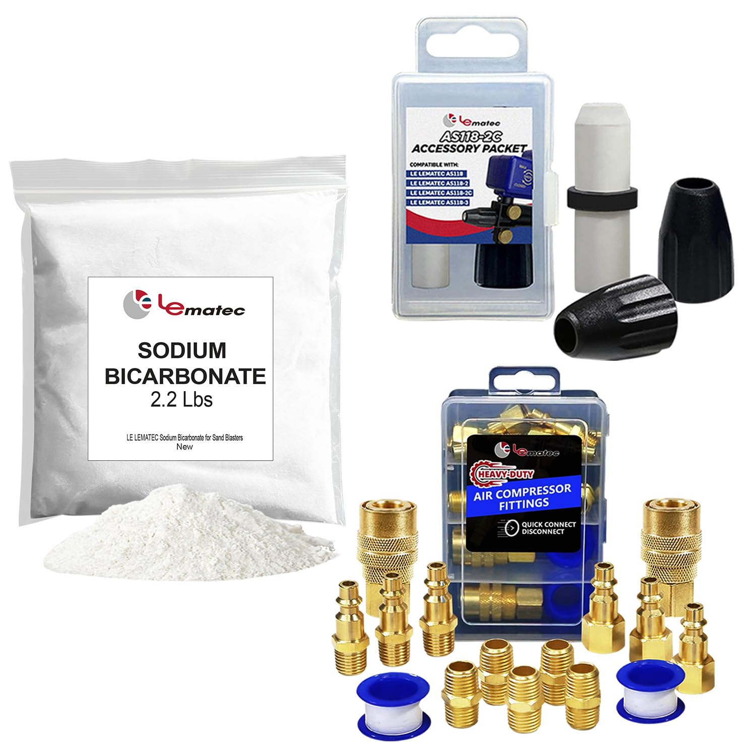 Sandblasting Kit: Media, AS118 Nozzle & Air Hose Fittings